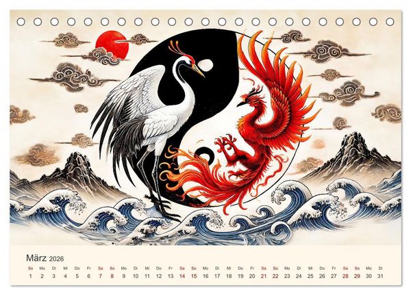 Produktbild: Yin und Yang der Wesen - Asiatische Mythen im Gleichgewicht (Tischkalender 2026 DIN A5 quer), CALVENDO Monatskalender