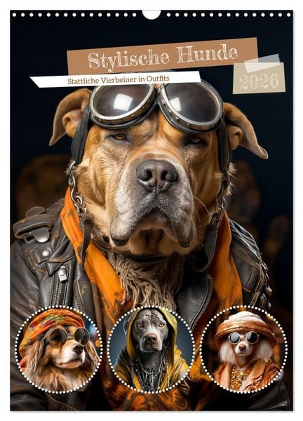 Produktbild: Stylische Hunde (Wandkalender 2026 DIN A3 hoch), CALVENDO Monatskalender