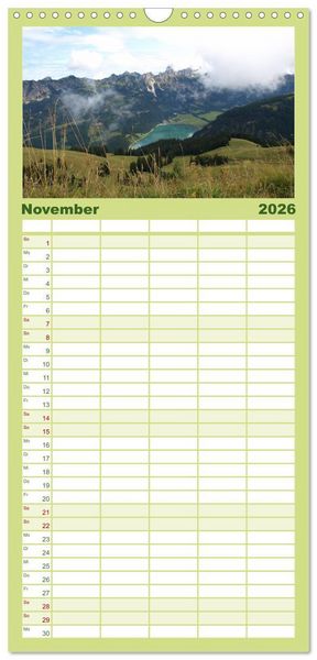 Produktbild: Familienplaner 2026 - Bergerlebnisse im Tannheimer Tal mit 5 Spalten (Wandkalender, 21 x 45 cm) CALVENDO