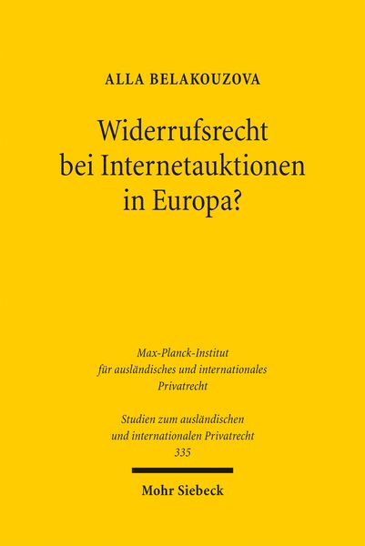 Produktbild: Widerrufsrecht bei Internetauktionen in Europa?