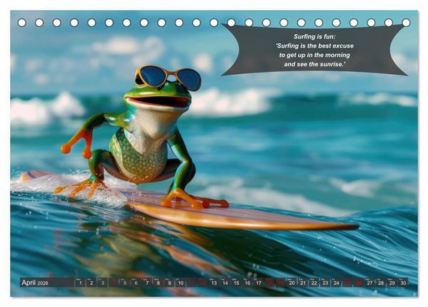 Produktbild: A year of fun with surfing animals (Desk Calendar 2026 DIN A5 landscape), CALVENDO 12 Month DeskCalendar