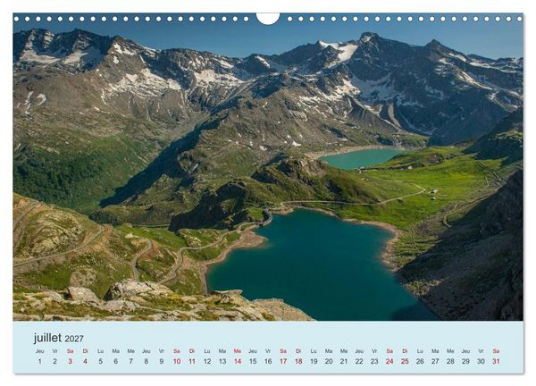 Produktbild: Montagnes, lacs et chalets dans la vall&eacute;e d'Aoste (Calendrier mural 2027 DIN A3 vertical), CALVENDO calendrier mensuel