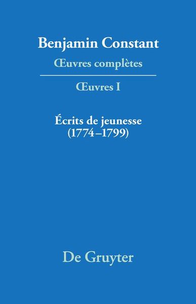 Produktbild: &Eacute;crits de jeunesse (1774-1799)