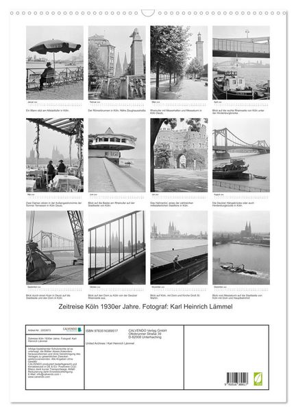 Produktbild: Zeitreise K&ouml;ln 1930er Jahre. Fotograf: Karl Heinrich L&auml;mmel (Wandkalender 2026 DIN A2 hoch), CALVENDO Monatskalender