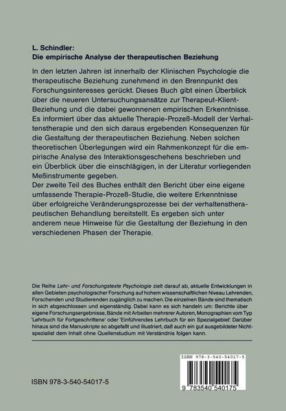 Produktbild: Die empirische Analyse der therapeutischen Beziehung