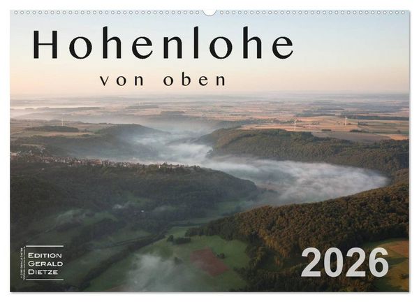 Hohenlohe von oben (Wandkalender 2026 DIN A2 quer), CALVENDO Monatskalender