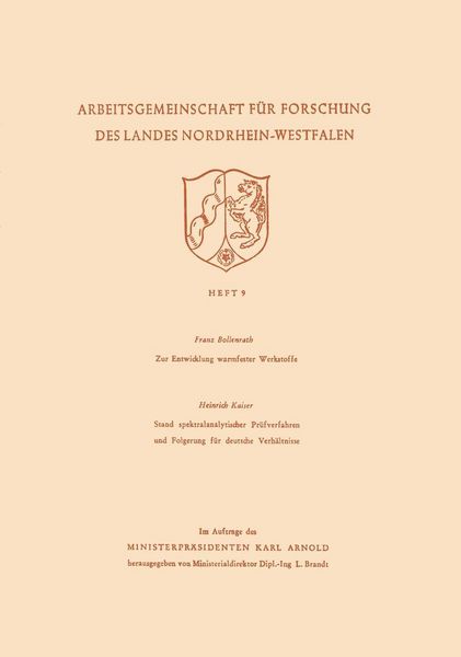 Produktbild: Zur Entwicklung warmfester Werkstoffe. Stand spektralanalytischer Pr&uuml;fverfahren und Folgerung f&uuml;r deutsche Verh&auml;ltnisse