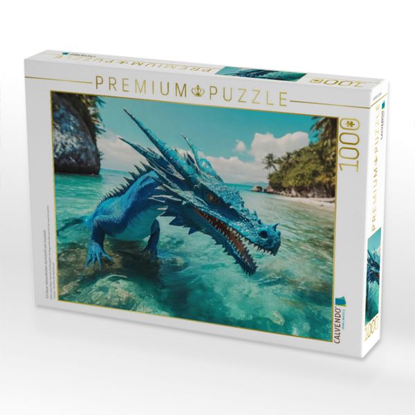 Produktbild: CALVENDO Puzzle Ein blauer Wasserdrachen durchstreift sein Inselreich | 1000 Teile Lege-Gr&ouml;&szlig;e 64x48cm Foto-Puzzle f&uuml;r gl&uuml;ckliche Stunden