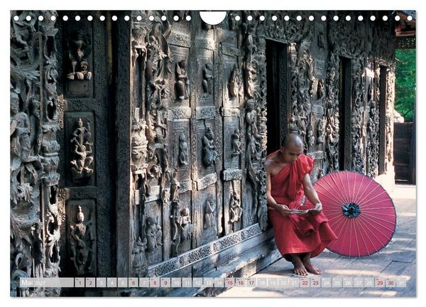 Produktbild: IM REICH DES BUDDHA - DER ROTE SCHIRM (Wandkalender 2027 DIN A4 quer), CALVENDO Monatskalender