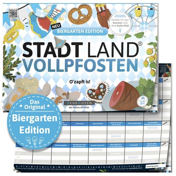 Produktbild: DENKRIESEN - STADT LAND VOLLPFOSTEN&reg; - Biergarten Edition - "O'zapft is!" | A4 Spielblock