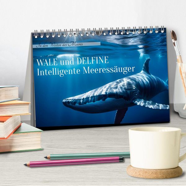 Produktbild: Wale und Delfine - Intelligente Meeress&auml;uger (Tischkalender 2026 DIN A5 quer), CALVENDO Monatskalender