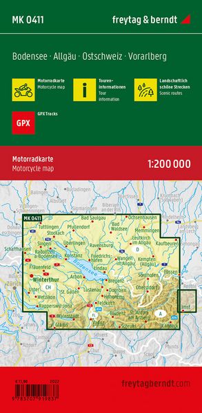 Produktbild: freytag & berndt Motorradkarte Bodensee 1:200.000