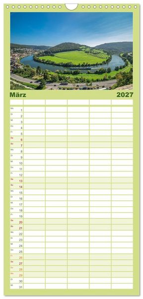 Produktbild: Familienplaner 2027 - Naturwunder - Deutschlands Flussschleifen mit 5 Spalten (Wandkalender, 21 x 45 cm) CALVENDO