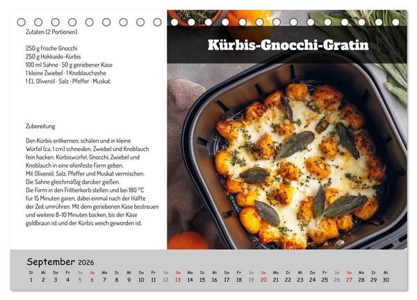Produktbild: Rezepte f&uuml;r die Hei&szlig;luftfritteuse - vegetarisch, schnell und einfach (Tischkalender 2026 DIN A5 quer), CALVENDO Monatskalender