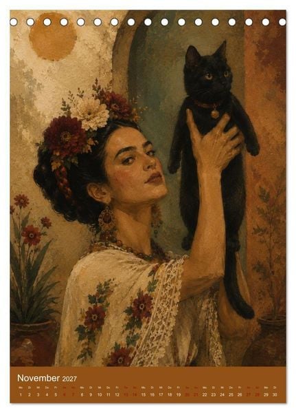 Produktbild: Freude im Haar. Leid im Herzen. Eine Hommage an Frida Kahlo (Tischkalender 2027 DIN A5 hoch), CALVENDO Monatskalender