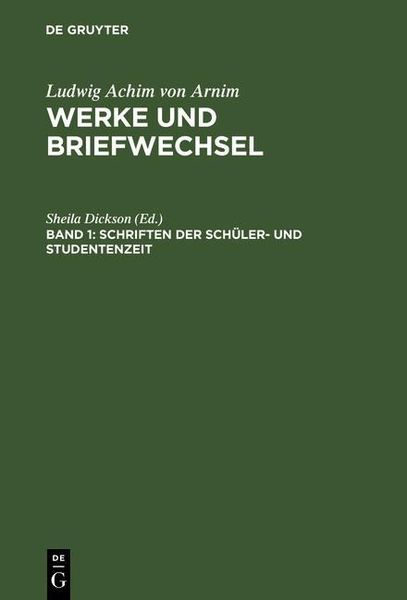 Produktbild: Schriften der Sch&uuml;ler- und Studentenzeit