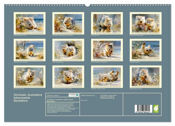 Produktbild: Wombats. Australiens liebenswerte Beuteltiere (hochwertiger Premium Wandkalender 2027 DIN A2 quer), Kunstdruck in Hochglanz