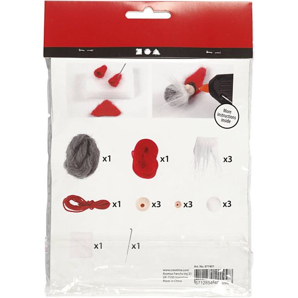 Produktbild: Creativ Company DIY Sets Nadelfilzen Mini Kreativ Set, Weihnachtswichtel an einem Seil, H 6 cm, Kreativ Box