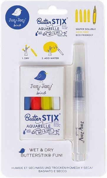Produktbild: 4 Kreide Butterstix mit Wasserstift aquarell
