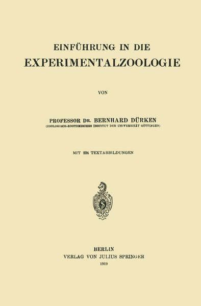 Produktbild: Einf&uuml;hrung in die Experimentalzoologie