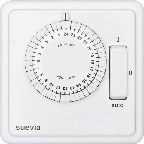 Produktbild: Suevia SU280447 Unterputz-Zeitschaltuhr analog Tagesprogramm 1200 W IP20 EIN/AUTO/AUS-Programm