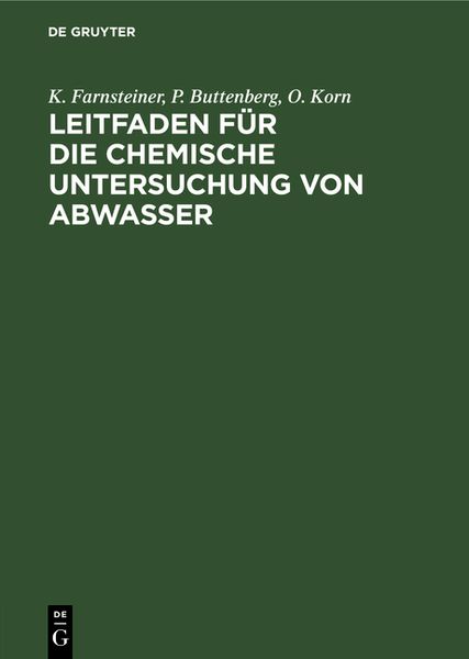 Produktbild: Leitfaden f&uuml;r die chemische Untersuchung von Abwasser