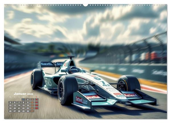 Produktbild: Formel E, Strom, Speed und Sieg (Wandkalender 2026 DIN A2 quer), CALVENDO Monatskalender