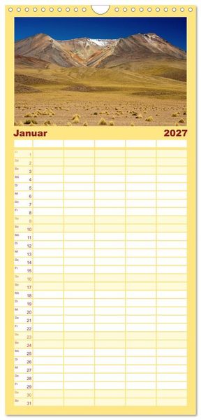 Produktbild: Familienplaner 2027 - Bolivien - Eine Wanderreise mit 5 Spalten (Wandkalender, 21 x 45 cm) CALVENDO
