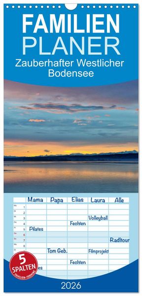 Familienplaner 2026 - Zauberhafter Westlicher Bodensee mit 5 Spalten (Wandkalender, 21 x 45 cm) CALVENDO