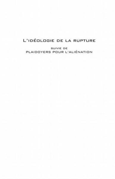 Produktbild: L'ideologie de la rupture