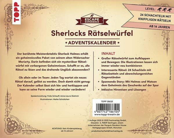Produktbild: Escape Experience Adventskalender &ndash; Der magische R&auml;tselw&uuml;rfel: Sherlock Holmes und das mysteri&ouml;se Geschenk