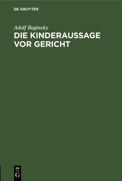 Produktbild: Die Kinderaussage vor Gericht