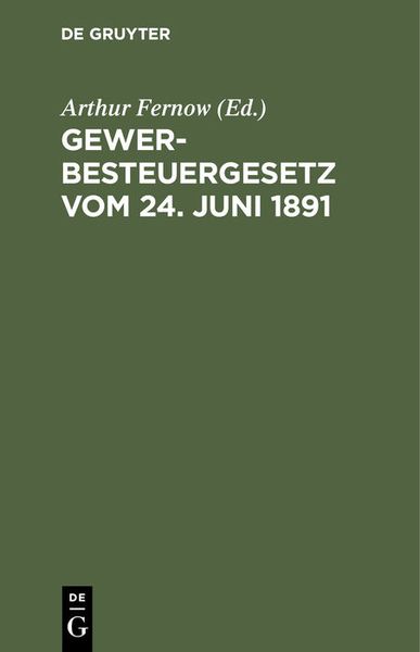 Produktbild: Gewerbesteuergesetz vom 24. Juni 1891