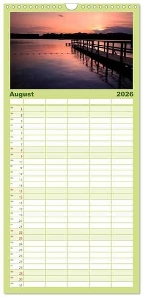 Produktbild: Familienplaner 2026 - Mecklenburgische Seenplatte - zum Tr&auml;umen sch&ouml;n mit 5 Spalten (Wandkalender, 21 x 45 cm) CALVENDO