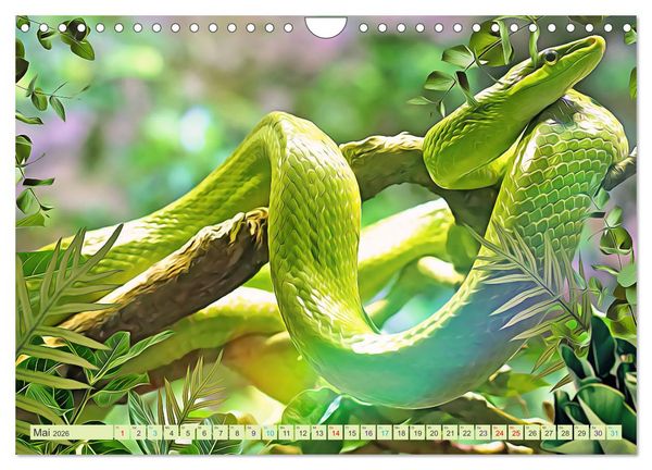 Produktbild: Dschungelwelt - Artwork (Wandkalender 2026 DIN A4 quer), CALVENDO Monatskalender