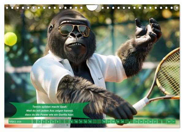 Produktbild: Der tierisch lustige Tennis-Kalender (Wandkalender 2026 DIN A4 quer), CALVENDO Monatskalender