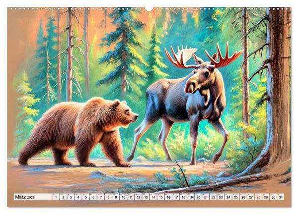 Produktbild: Ein Jahr mit den B&auml;ren - Ein majest&auml;tisches Leben in der Wildnis (hochwertiger Premium Wandkalender 2026 DIN A2 quer), Kunstdruck in Hochglanz
