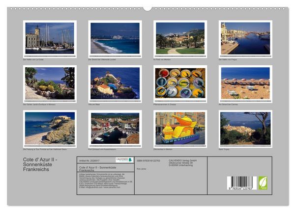 Produktbild: Cote d' Azur II - Sonnenk&uuml;ste Frankreichs (hochwertiger Premium Wandkalender 2026 DIN A2 quer), Kunstdruck in Hochglanz