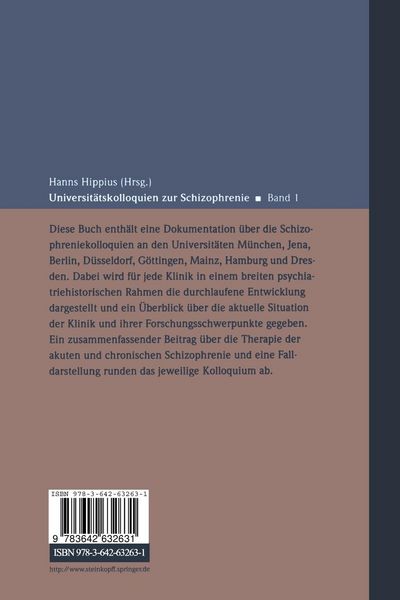 Produktbild: Universit&auml;tskolloquien zur Schizophrenie