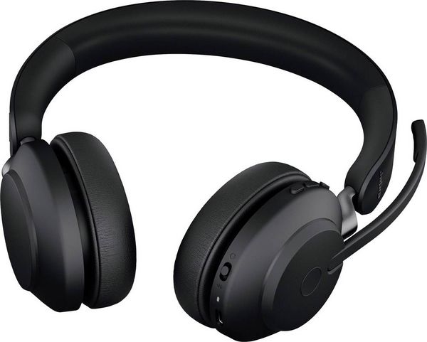 Produktbild: Jabra Evolve2 65 UC Telefon On Ear Headset Bluetooth&reg; Stereo Schwarz Noise Cancelling Lautst&auml;rkeregelung, Batterieladeanzeige, Mikrofon-Stummschalt