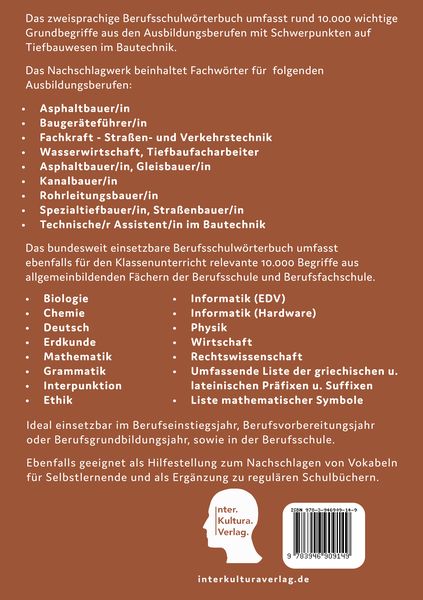Produktbild: Berufsschulwtb Ausbildungsberufe Tiefbauwesen Dt.-Pers.