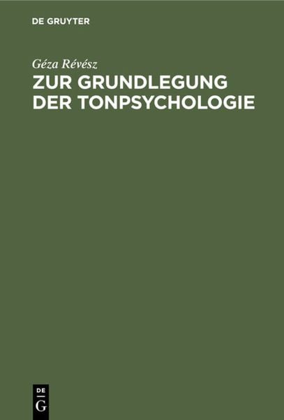Produktbild: Zur Grundlegung der Tonpsychologie