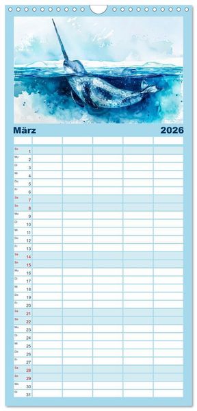 Produktbild: Familienplaner 2026 - Eisige Polarkreise - Faszination der polaren Tierwelt mit 5 Spalten (Wandkalender, 21 x 45 cm) CALVENDO