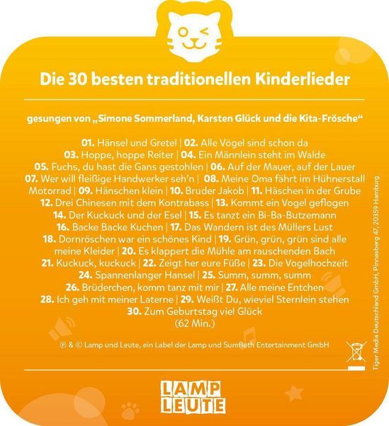 Produktbild: tigercard - Die 30 besten traditionellen Kinderlieder