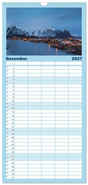 Produktbild: Familienplaner 2027 - Nordnorwegen - Wundervolle Lofoten mit 5 Spalten (Wandkalender, 21 x 45 cm) CALVENDO