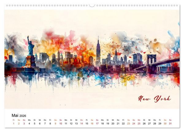 Produktbild: Skylines exklusiv (Wandkalender 2026 DIN A2 quer), CALVENDO Monatskalender