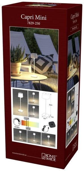 Produktbild: Konstsmide 7829-250 Capri LED-Akku-Tischlampe 2.2W Warmwei&szlig; Wei&szlig;