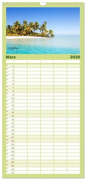 Produktbild: Familienplaner 2026 - S&uuml;dsee Inseln - Eine Reise ins Paradies mit 5 Spalten (Wandkalender, 21 x 45 cm) CALVENDO