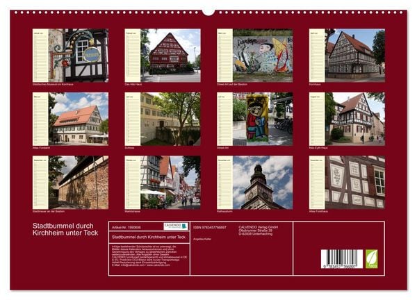Produktbild: Stadtbummel durch Kirchheim unter Teck (hochwertiger Premium Wandkalender 2026 DIN A2 quer), Kunstdruck in Hochglanz