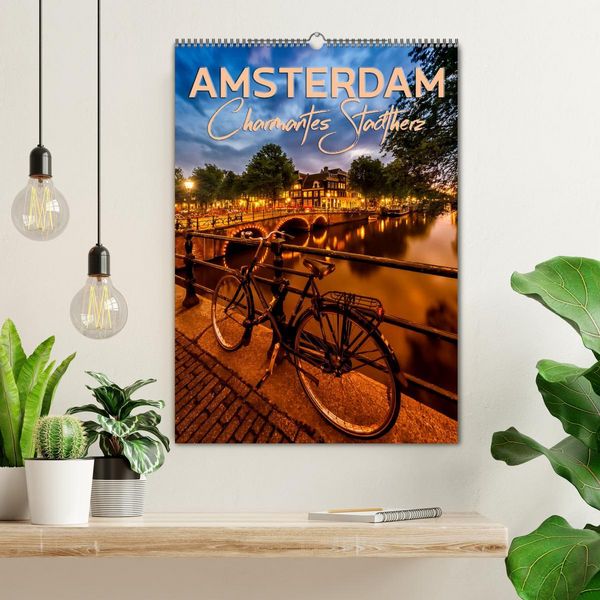 Produktbild: AMSTERDAM Charmantes Stadtherz (Wandkalender 2026 DIN A2 hoch), CALVENDO Monatskalender